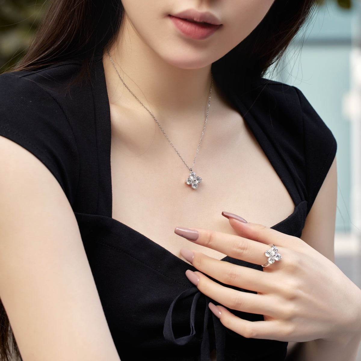 [Love More]Four-Leaf Clover And Eight-Pointed Star Necklace
