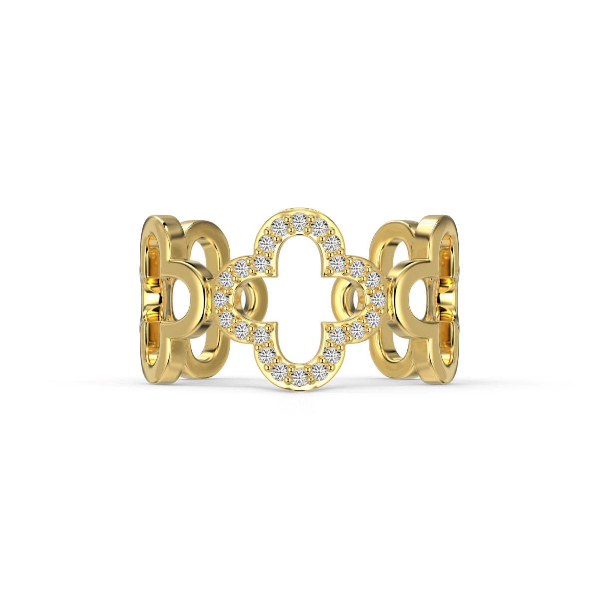 [Love More]Hollow Design Four-Leaf Clover Flower Shape Ring