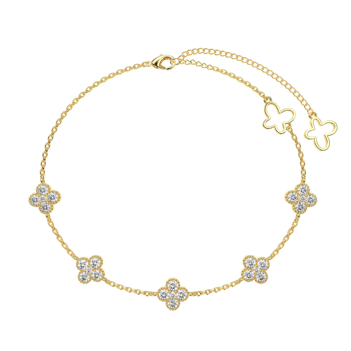[Love More]Four-Leaf Clover Hollow Butterfly Bracelet