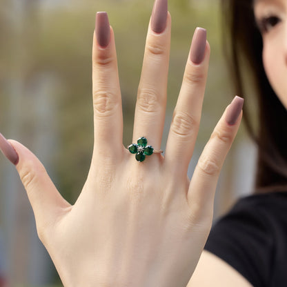 [Love More]Four-Leaf Clover Eight-Pointed Star Ring