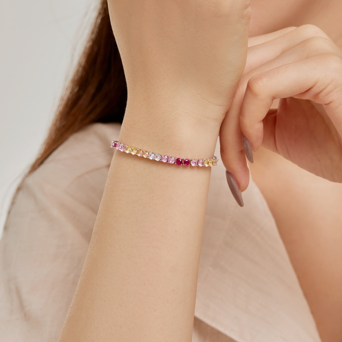 [Love More]Radiant Colorful Round Cut Tennis Bracelet
