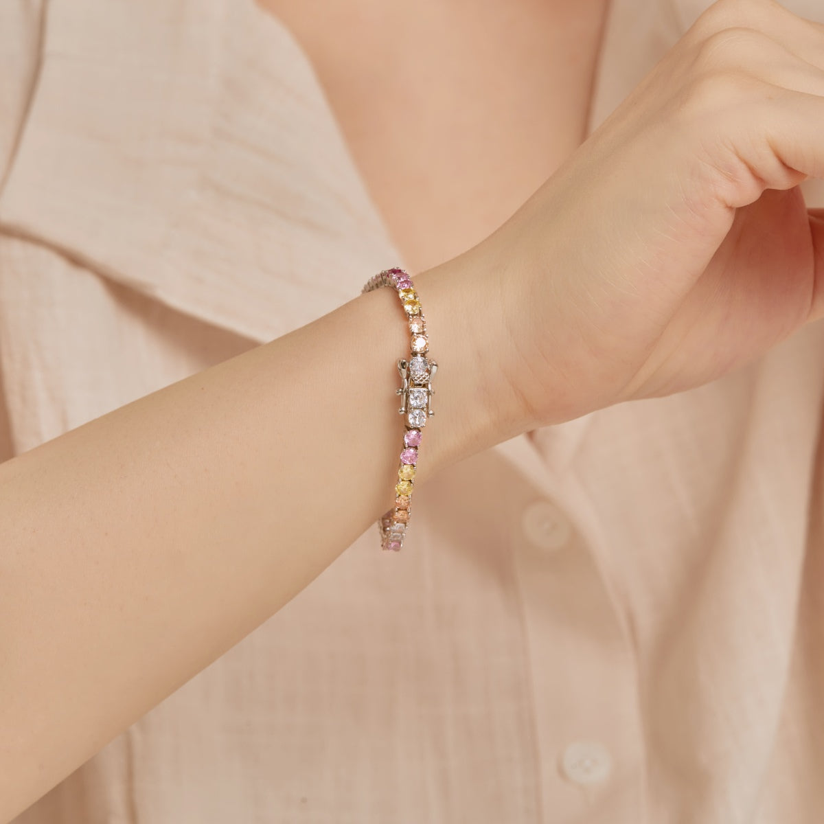 [Love More]Radiant Colorful Round Cut Tennis Bracelet