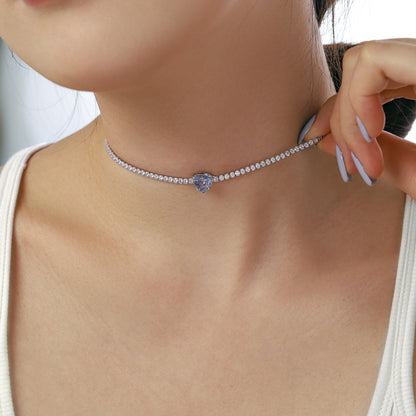 [Love More]2.0 Carat Sparkling Tennis Heart Cut Necklace