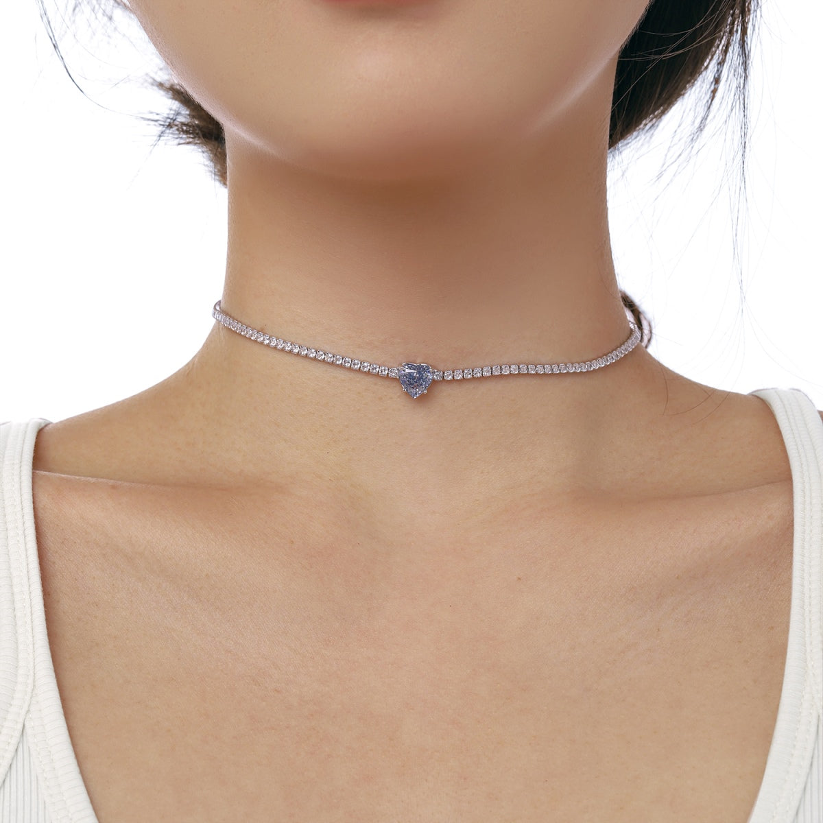 [Love More]2.0 Carat Sparkling Tennis Heart Cut Necklace