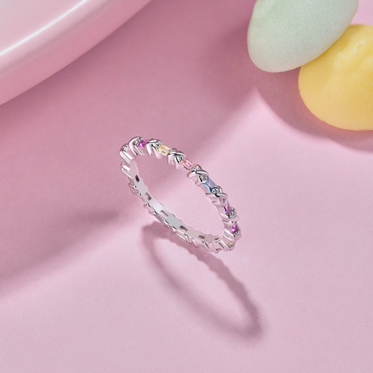 [Love More]Charming Colorful Round Cut Daily Ring