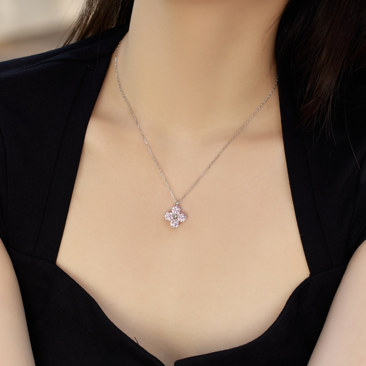 [Love More]Four-Leaf Clover And Eight-Pointed Star Necklace