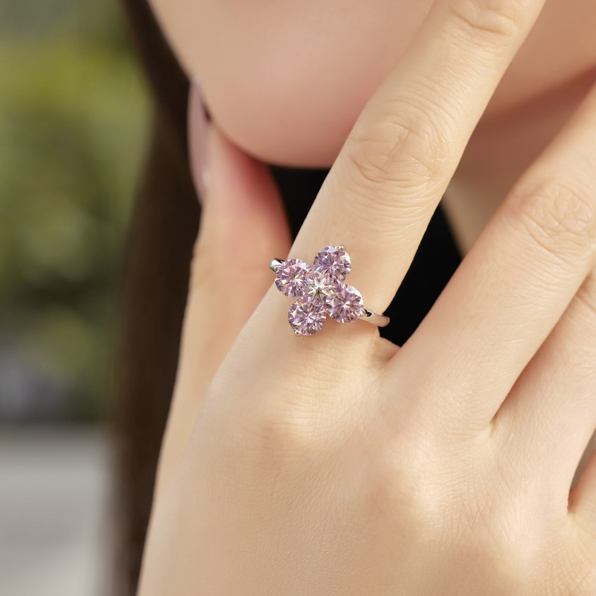 [Love More]Four-Leaf Clover Eight-Pointed Star Ring