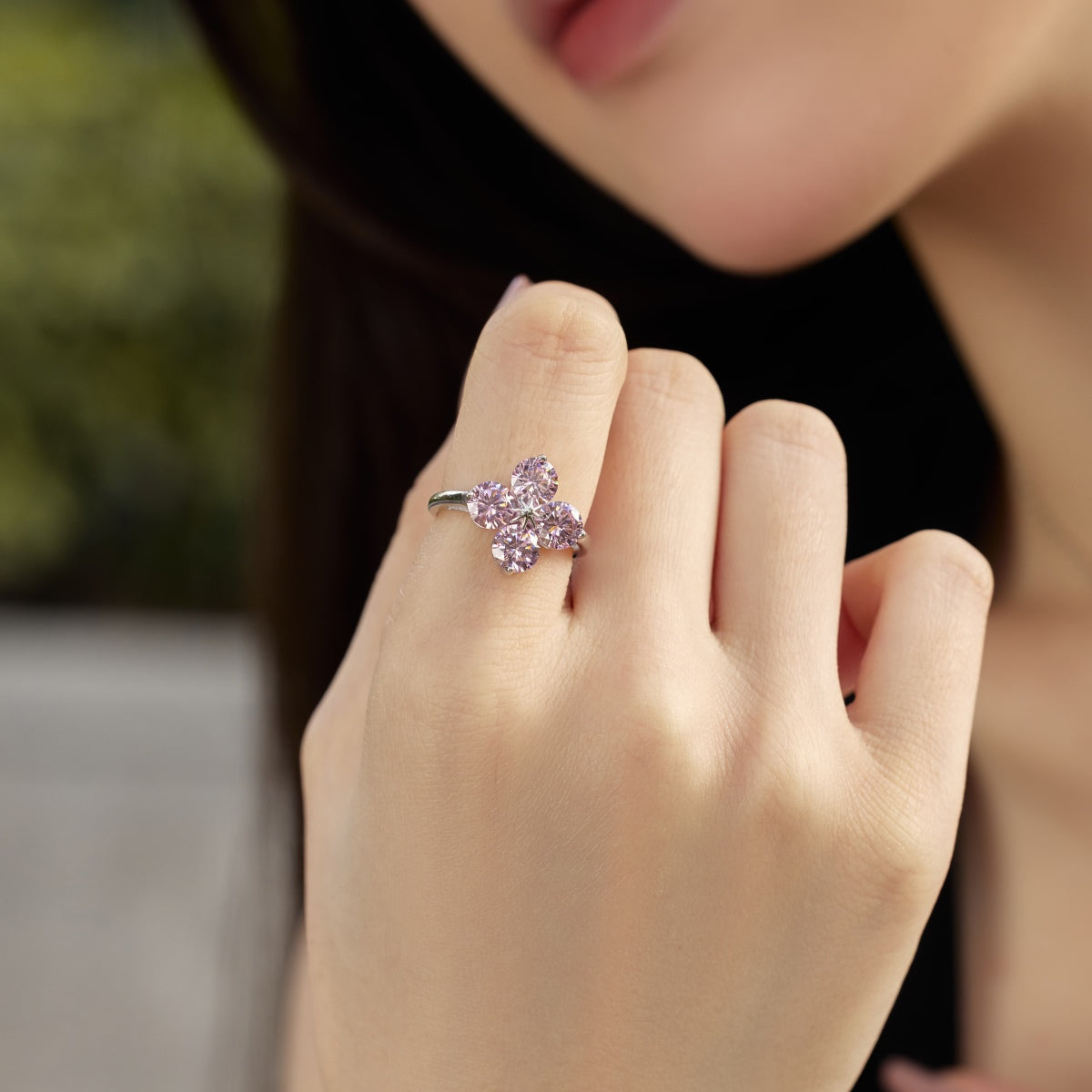 [Love More]Four-Leaf Clover Eight-Pointed Star Ring