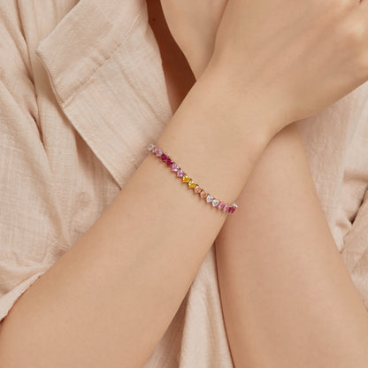 [Love More]Luxurious Colorful Romantic Heart Shape Lover Bracelet