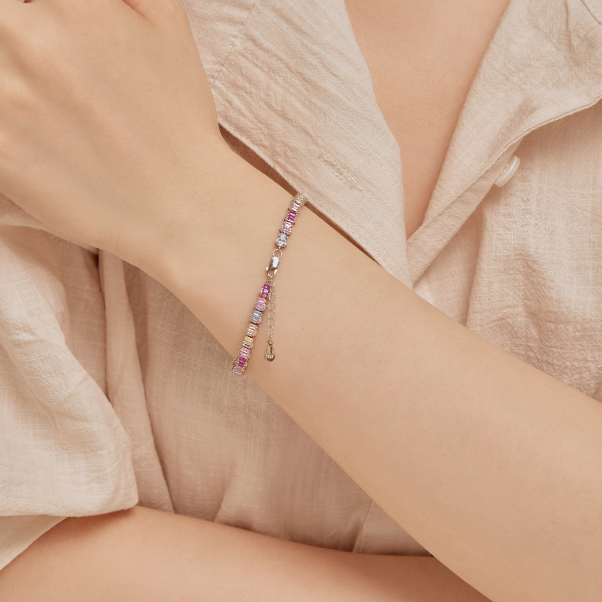[Love More]Delicate Colorful Emerald Cut Party Bracelet