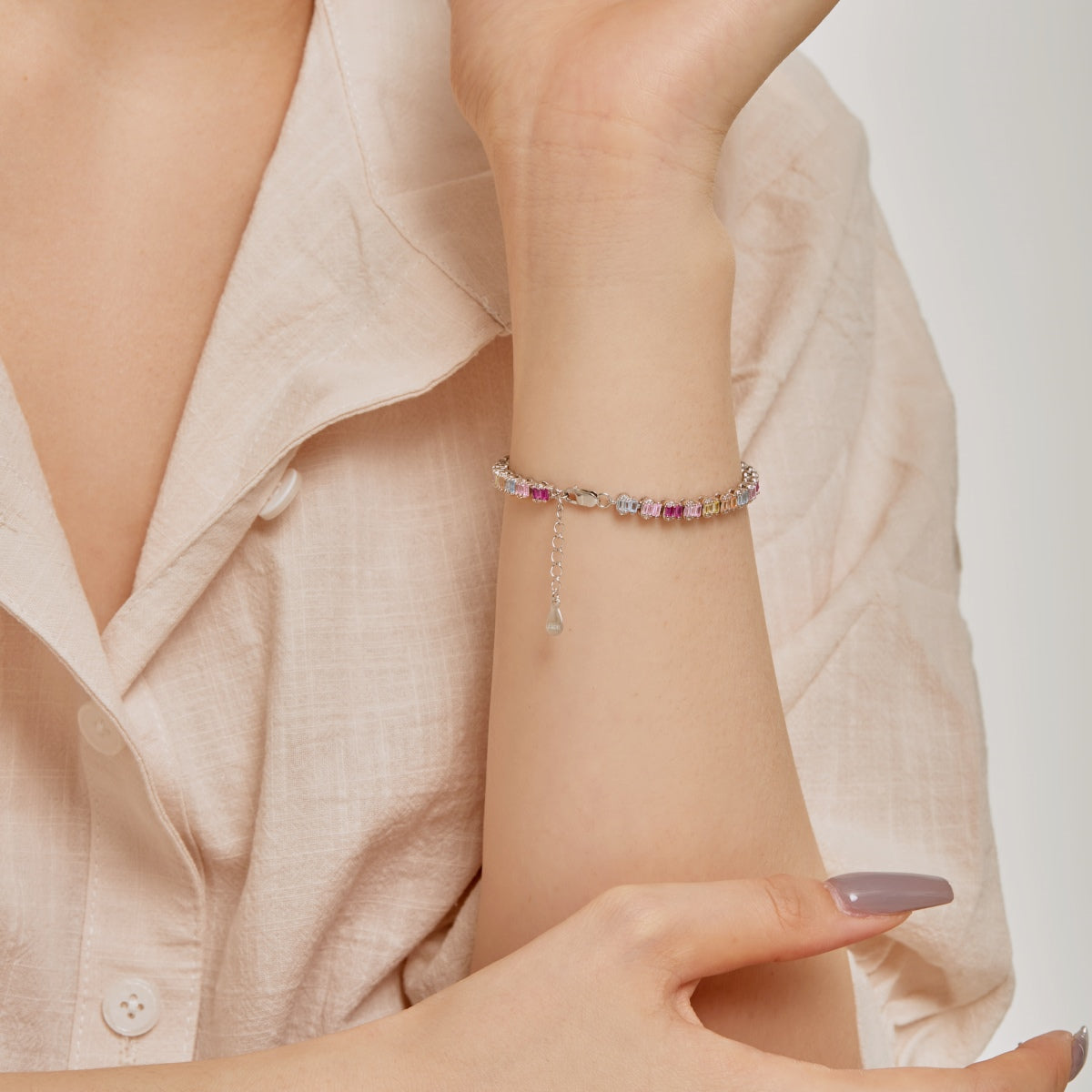 [Love More]Delicate Colorful Emerald Cut Party Bracelet