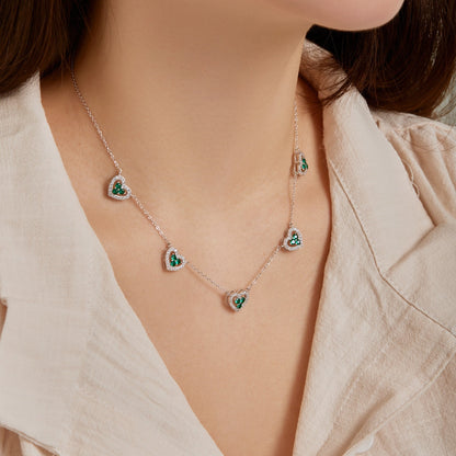 [Love More]Sparkling Five Heart Necklace