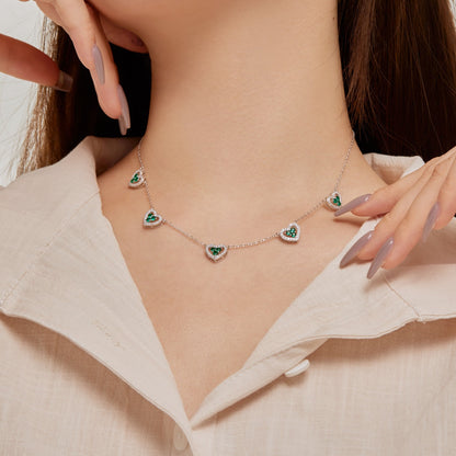 [Love More]Sparkling Five Heart Necklace