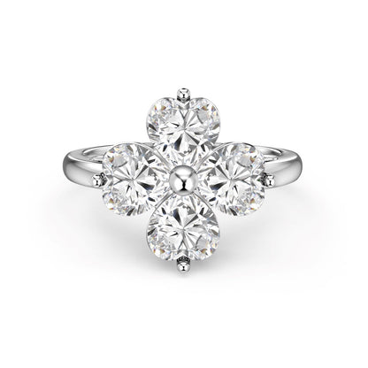 [Love More]Heart-shaped Four-Leaf Clover Ball Ring