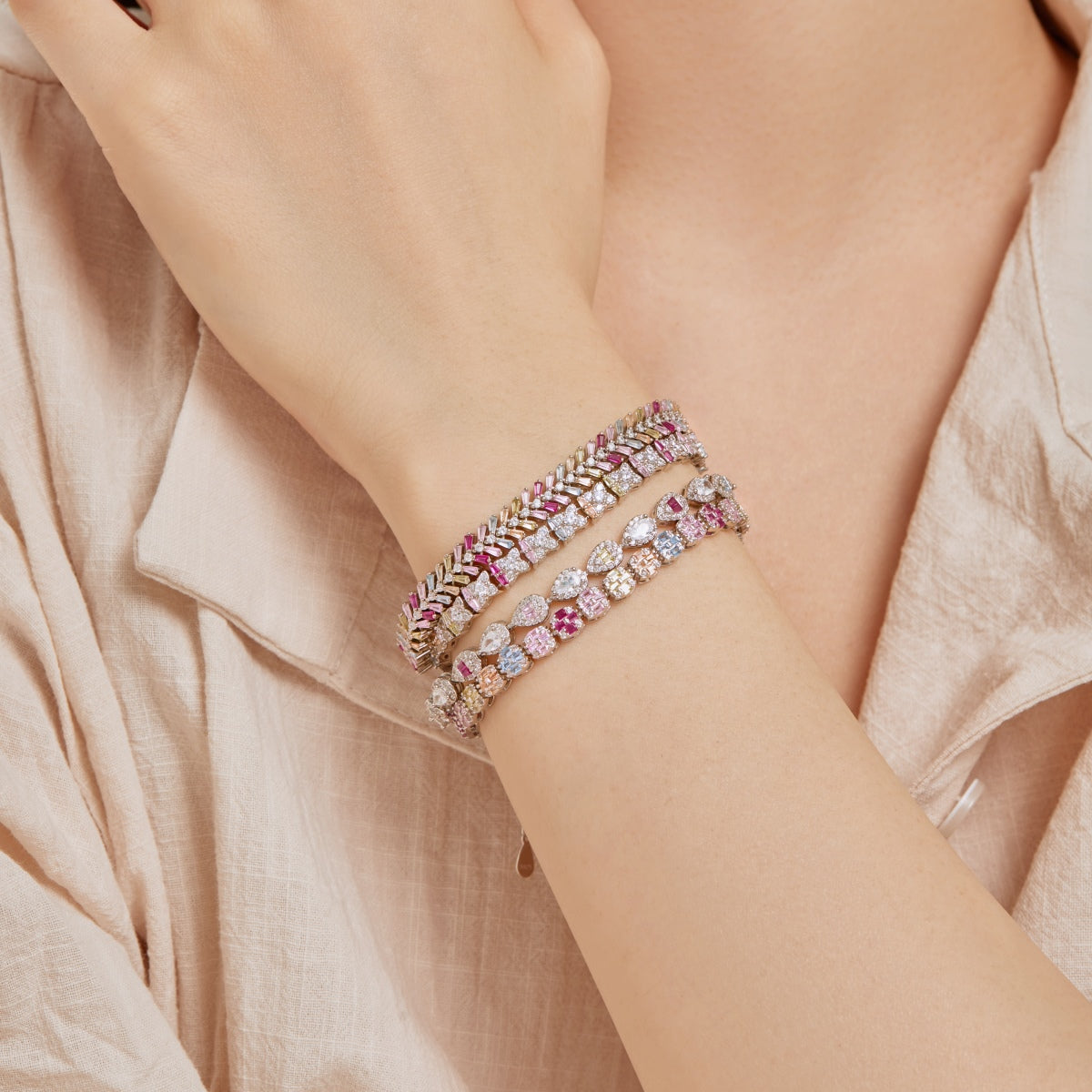 [Love More]0.25 Carat Radiant Water Drop Shape Daily Bracelet