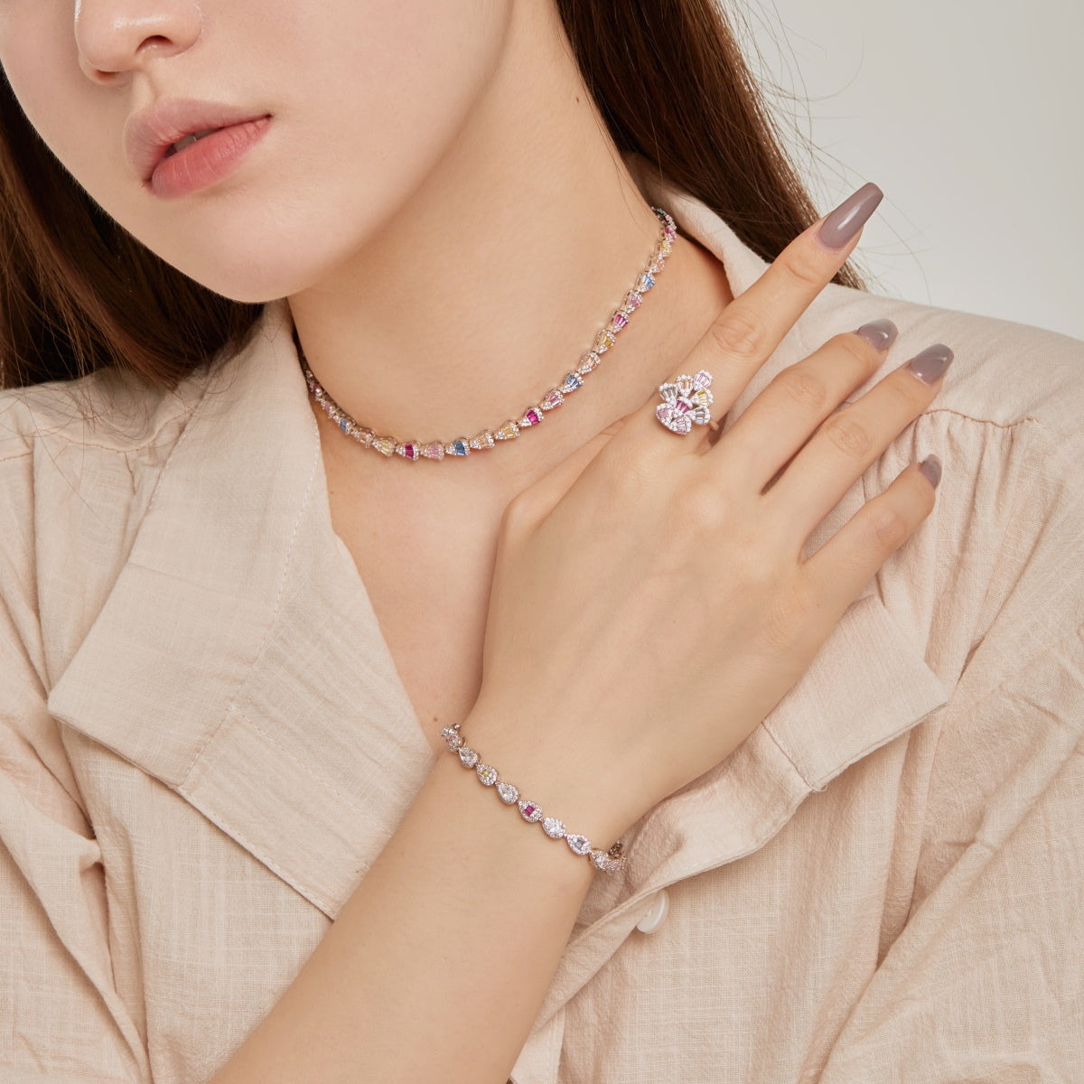 [Love More]0.25 Carat Radiant Water Drop Shape Daily Bracelet