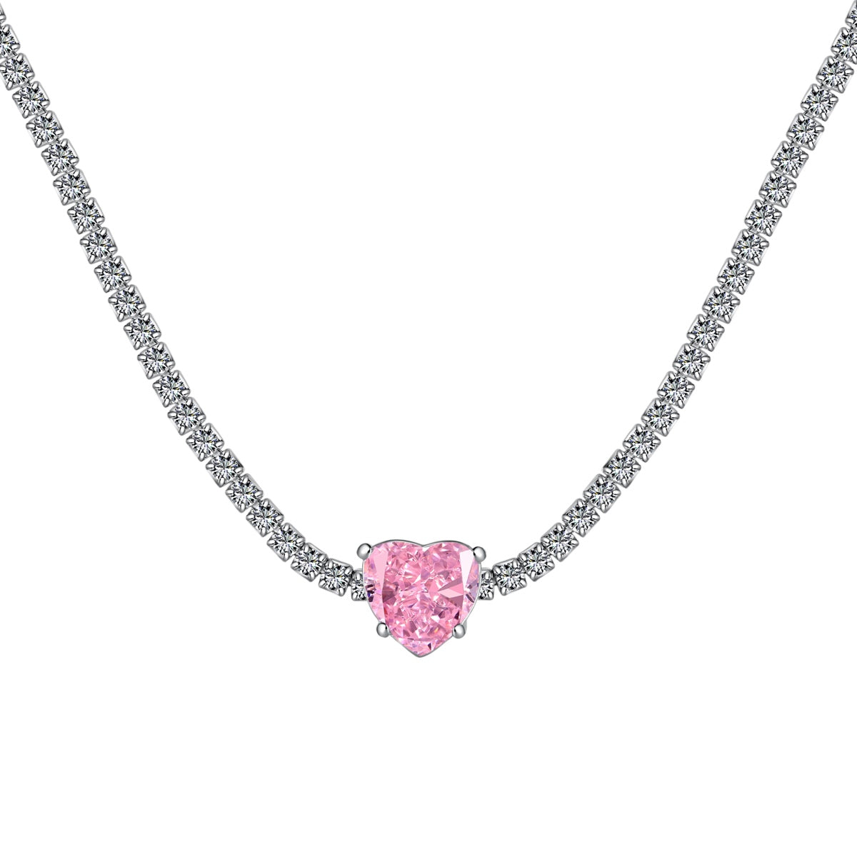 [Love More]2.0 Carat Sparkling Tennis Heart Cut Necklace