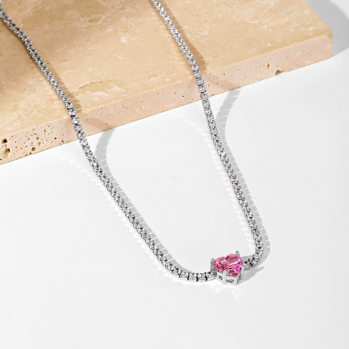 [Love More]2.0 Carat Sparkling Tennis Heart Cut Necklace