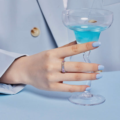 [Love More]Splashy Ornate Emerald Cut Cocktail Ring