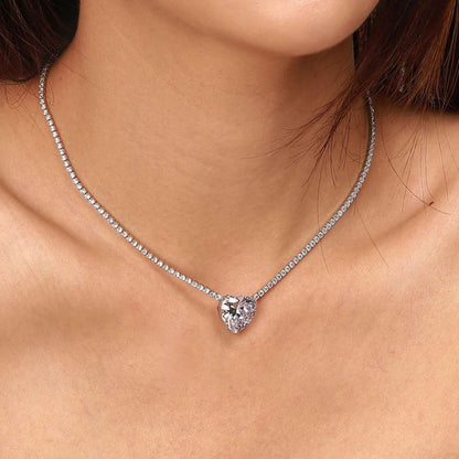 [Love More]8.0 Carat Versatile Colorful Sweet Heart-Shaped Tennis Necklace