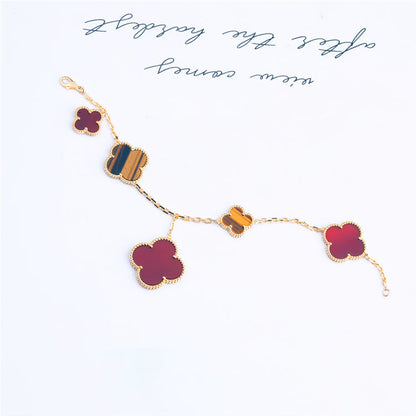 [Love More]CLOVER BRACELET 5 MOTIFS CARNELIAN TIGER EYE
