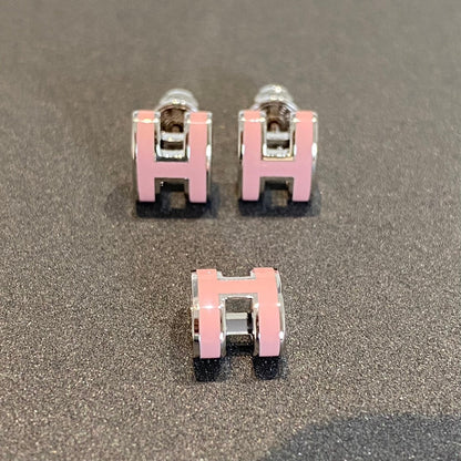 [Love More]MINI POP H SILVER EARRINGS PINK