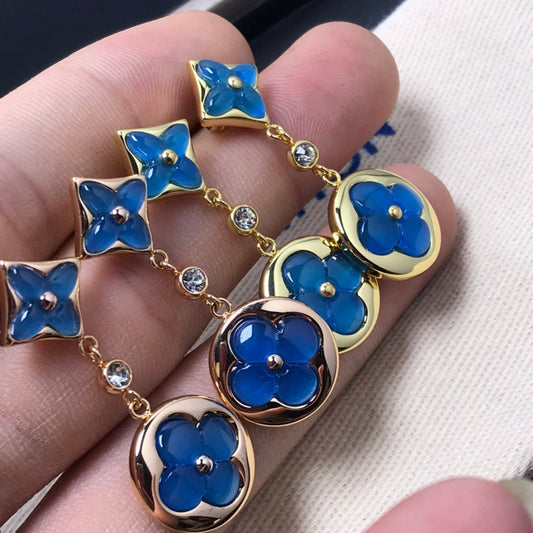 [Love More]STAR AND SUN AGATE DIAMOND EARRINGS