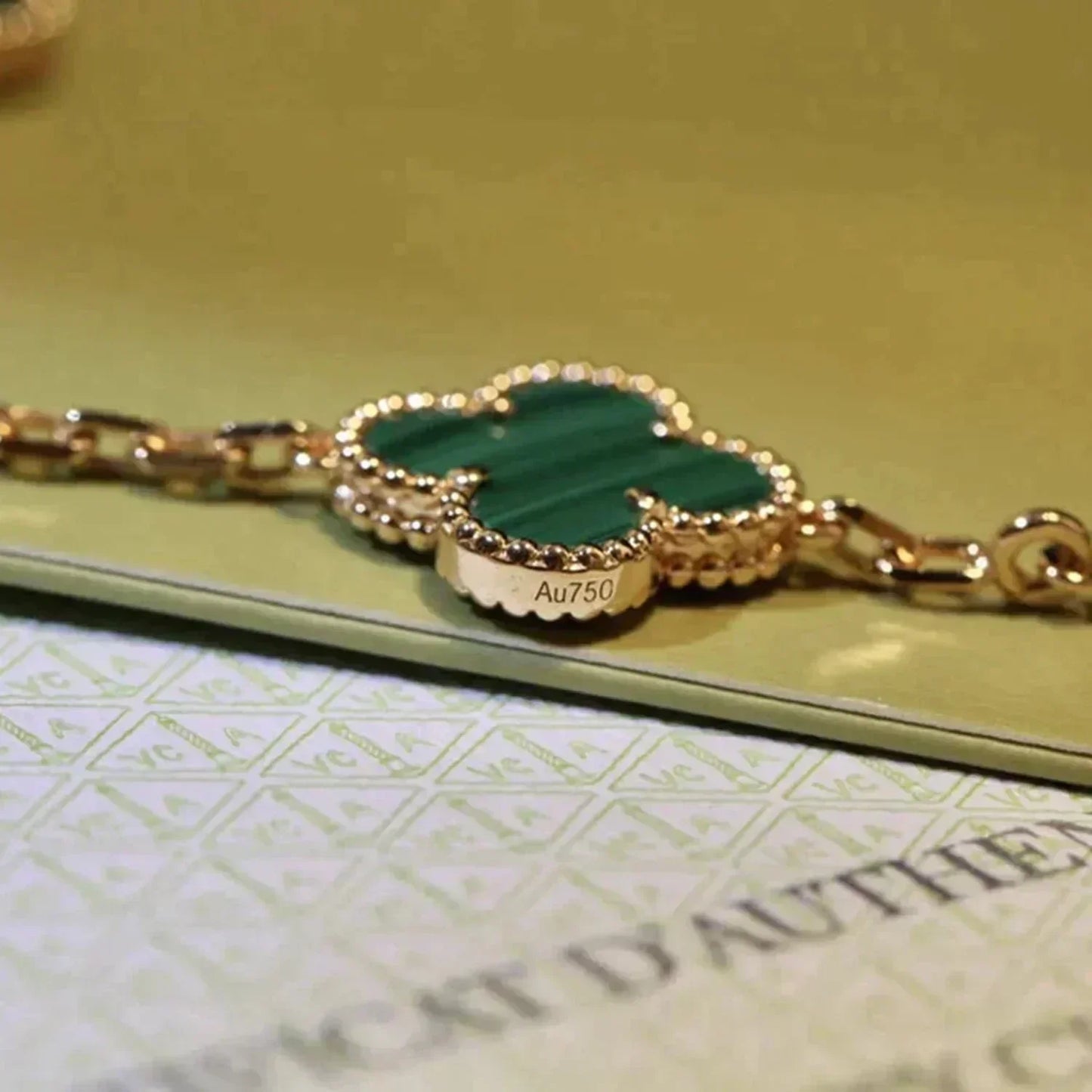 [Love More]CLOVER 5 MOTIFS MALACHITE BRACELET