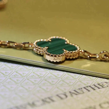 [Love More]CLOVER 5 MOTIFS MALACHITE BRACELET