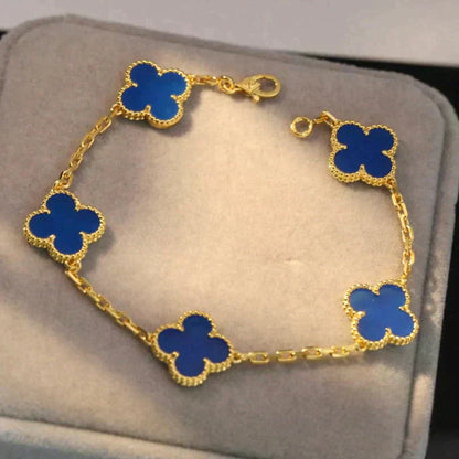 [Love More]CLOVER 5 MOTIFS BLUE AGATE BRACELET