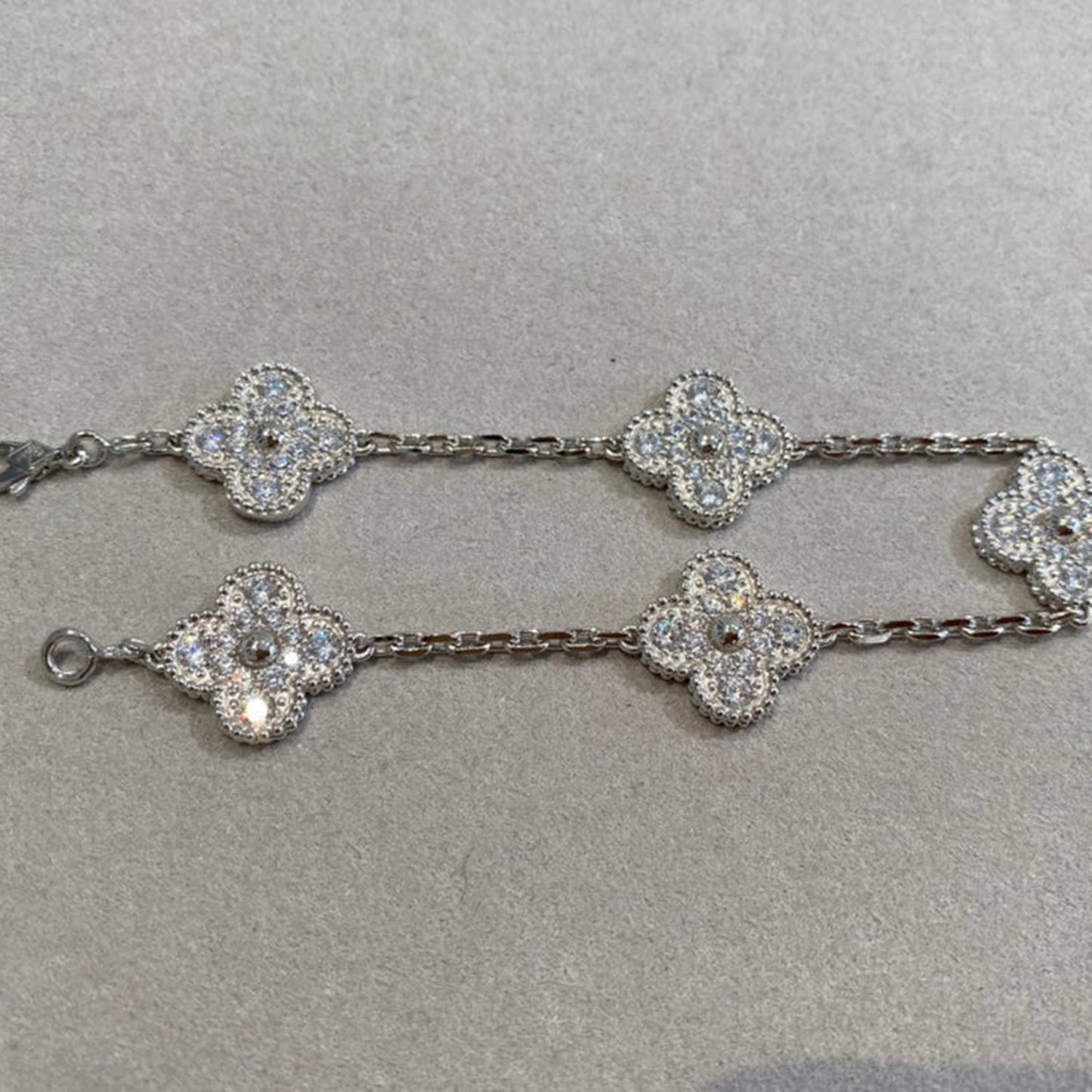 [Love More]CLOVER 5 MOTIFS  DIAMOND BRACELET SILVER