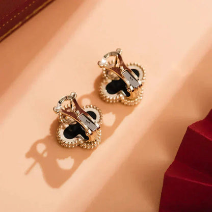 [Love More]CLOVER MEDIUM 1 MOTIFS  ONYX STUD EARRINGS