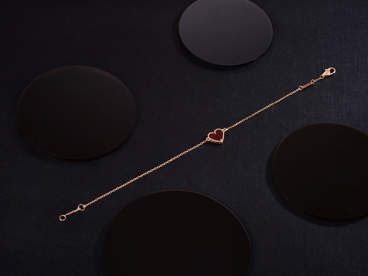 [Love More]HEART CARNELIAN PINK GOLD BRACELET