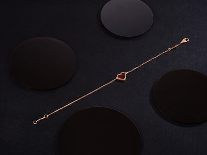 [Love More]HEART CARNELIAN PINK GOLD BRACELET