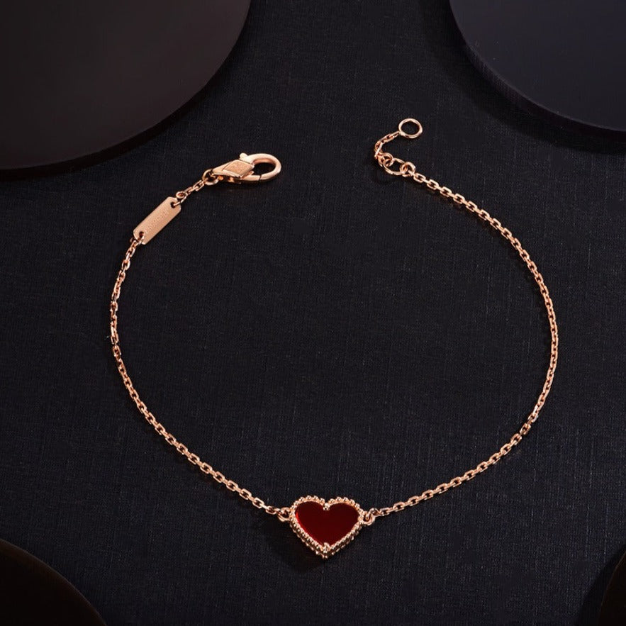 [Love More]HEART CARNELIAN PINK GOLD BRACELET