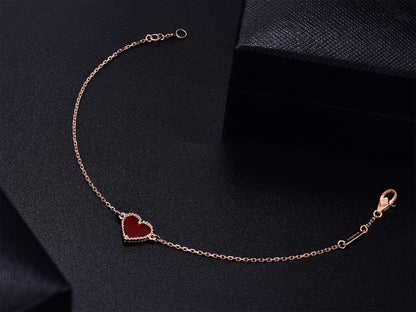 [Love More]HEART CARNELIAN PINK GOLD BRACELET