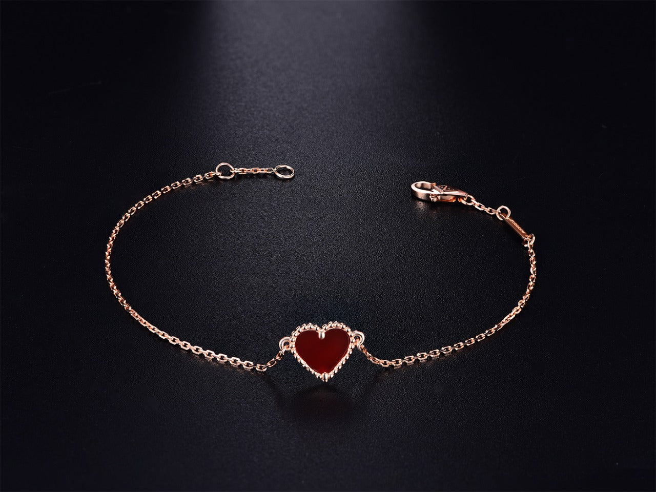 [Love More]HEART CARNELIAN PINK GOLD BRACELET
