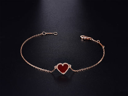 [Love More]HEART CARNELIAN PINK GOLD BRACELET
