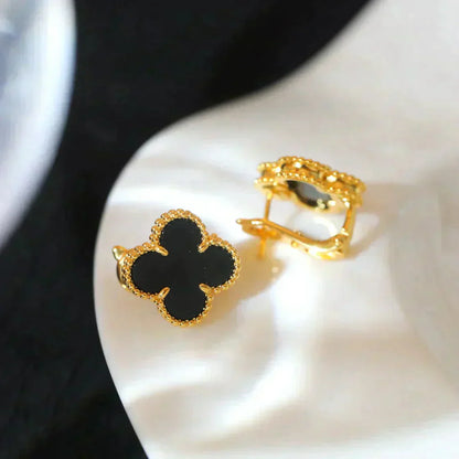 [Love More]CLOVER MEDIUM 1 MOTIFS  ONYX STUD EARRINGS
