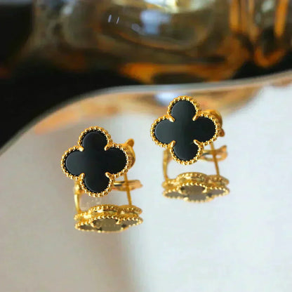 [Love More]CLOVER MEDIUM 1 MOTIFS  ONYX STUD EARRINGS