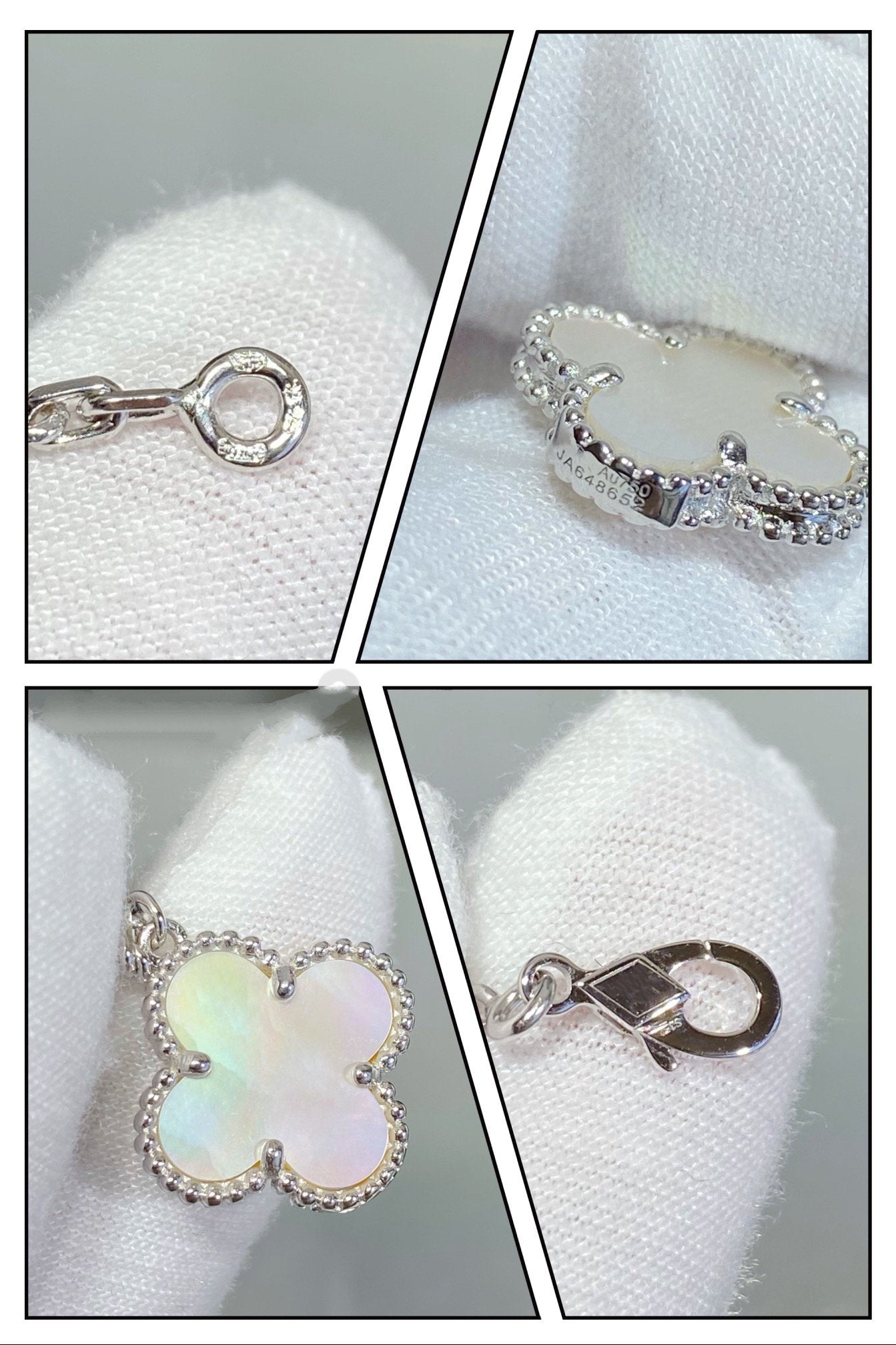 [Love More]CLOVER 5 MOTIF WHITE MOP SILVER BRACELET