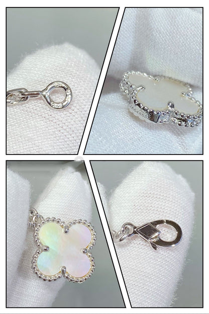 [Love More]CLOVER 5 MOTIF WHITE MOP SILVER BRACELET