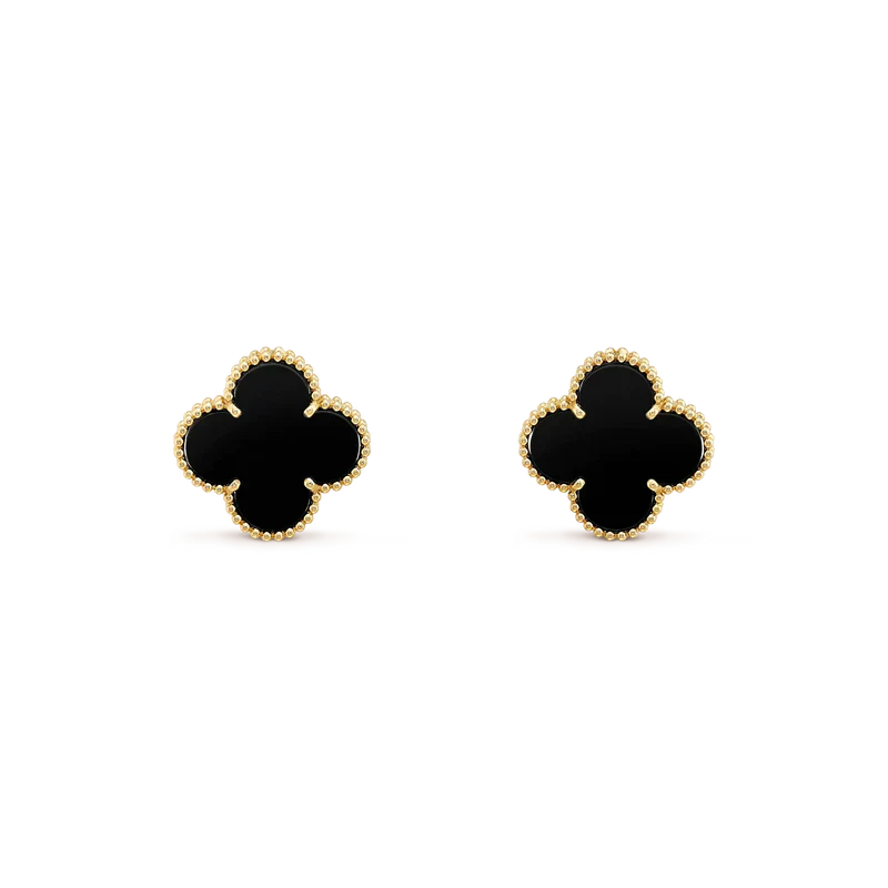 [Love More]CLOVER MEDIUM 1 MOTIFS  ONYX STUD EARRINGS