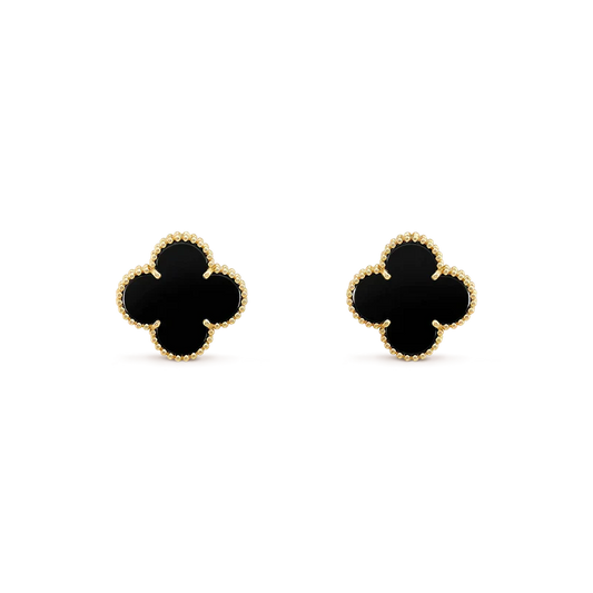 [Love More]CLOVER MEDIUM 1 MOTIFS  ONYX STUD EARRINGS