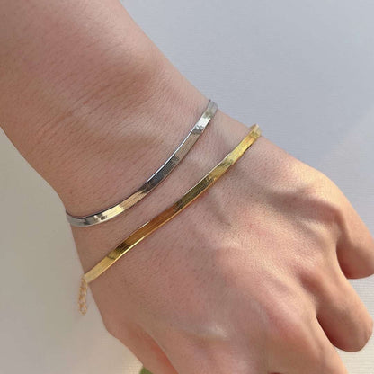 [Love More]Flat Snake Bone Chain Blade Necklace