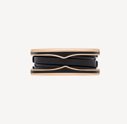 [Love More]ZERO 1 TWO-BAND WITH MATTE BLACK CERAMIC PINK GOLD RING