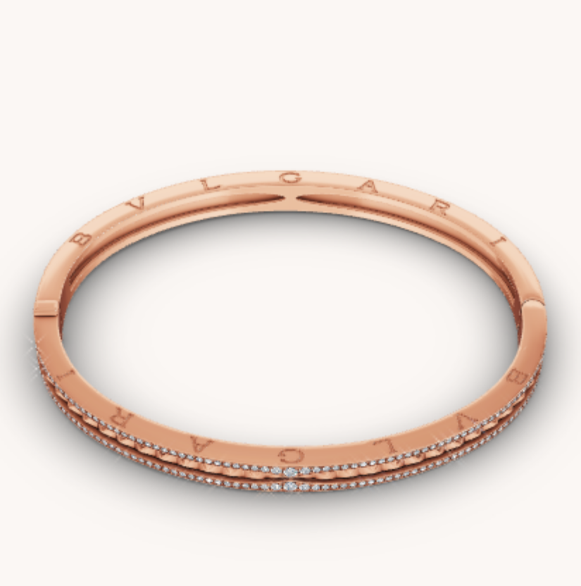 [Love More]ZERO 1 SPIRAL AND PAVED DIAMOND PINK GOLD BRACELET