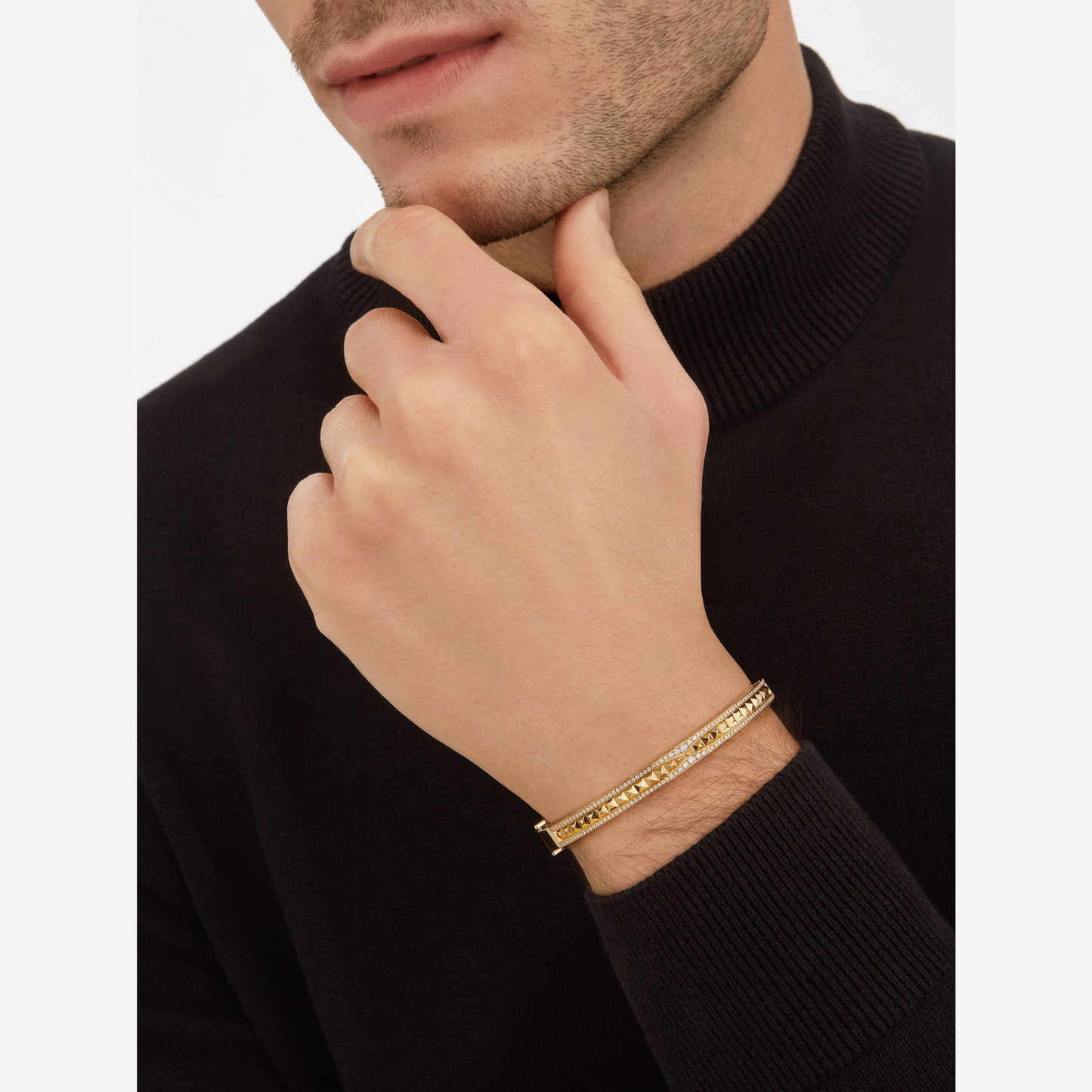 [Love More]ZERO 1 SPIRAL AND PAVED DIAMOND GOLD BRACELET