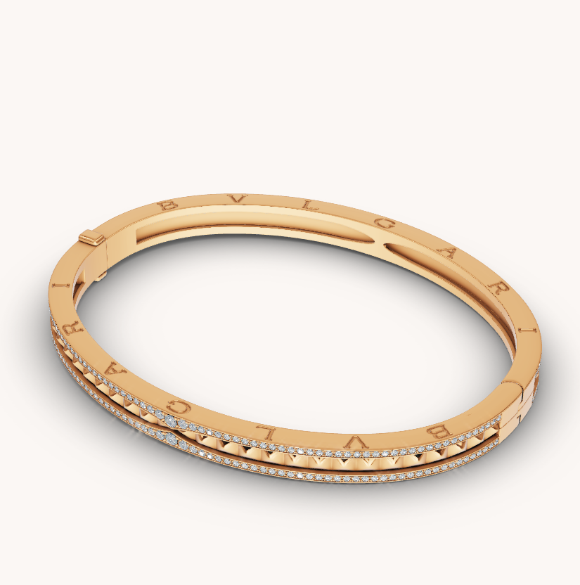 [Love More]ZERO 1 SPIRAL AND PAVED DIAMOND GOLD BRACELET