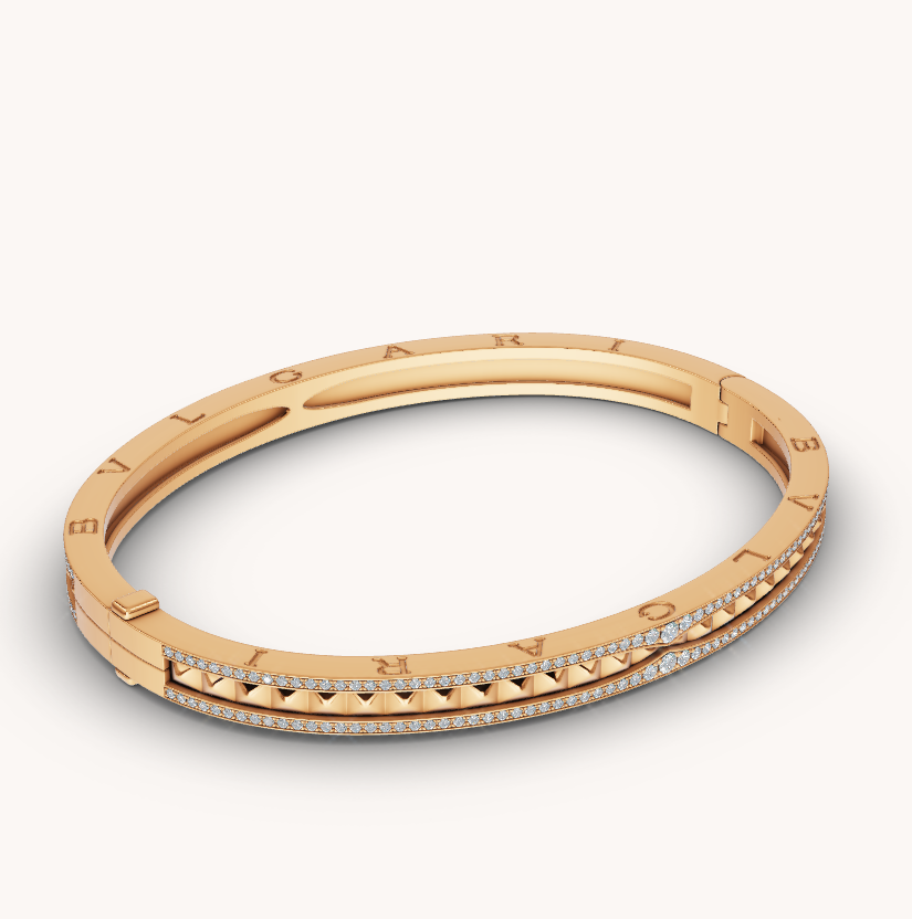 [Love More]ZERO 1 SPIRAL AND PAVED DIAMOND GOLD BRACELET